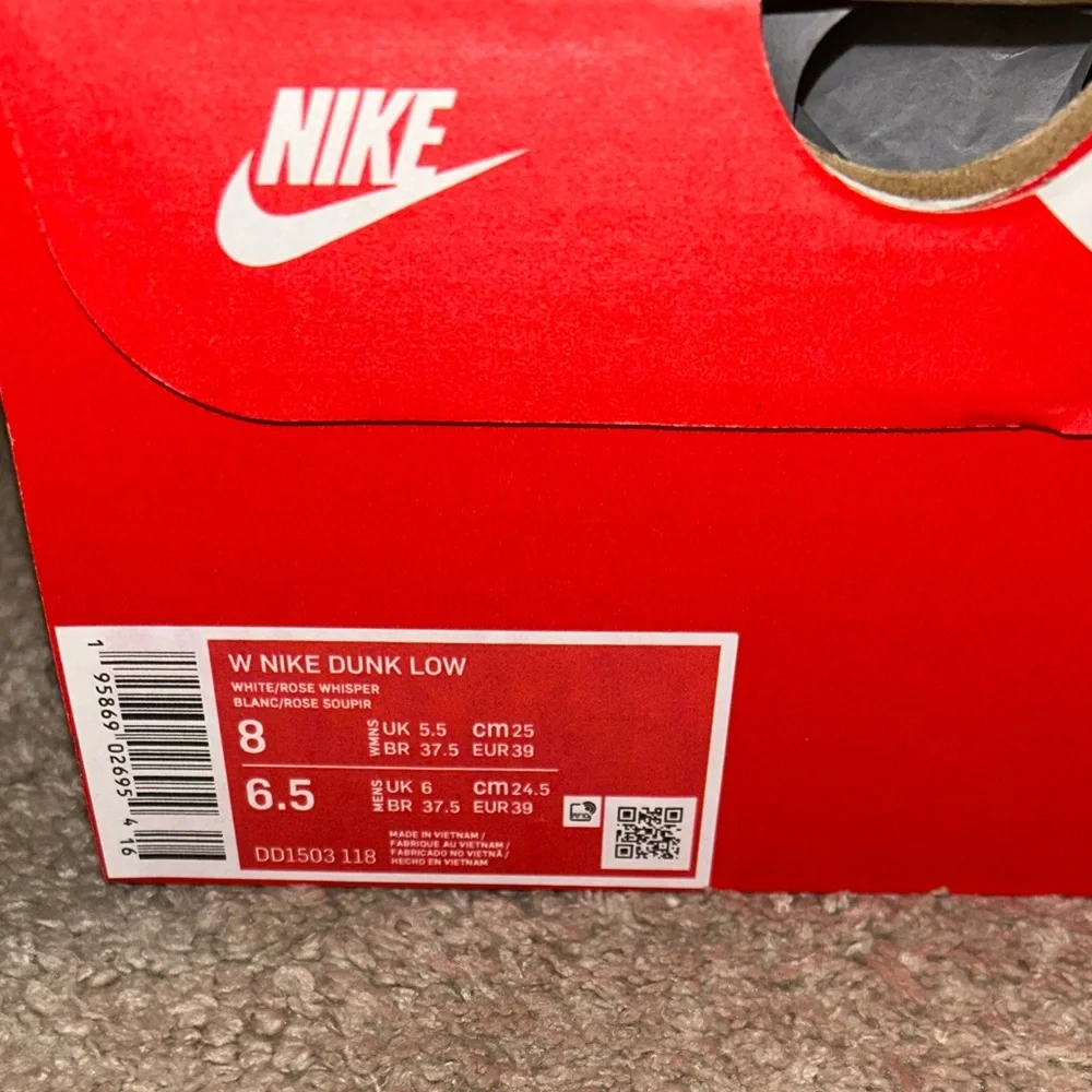Women’s Nike Dunk Low White/Rose Whisper - Picture 3 of 6